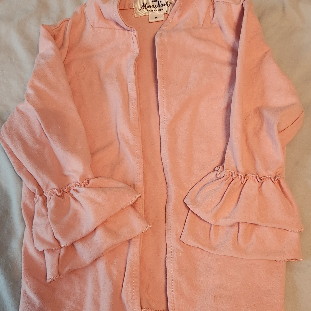 Light Pink Ruffle Sleeve Cardigan - Picture 2 of 3